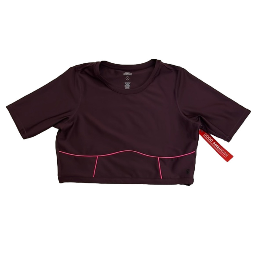 Good American Crop top “electric feel SS crop top” Bordeaux size “6” (=22/24) - Picture 8 of 11
